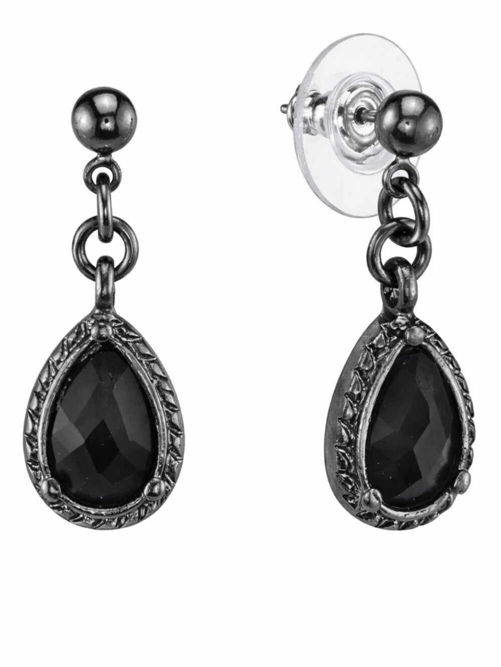 Black Victorian Inspired Teardrop Earrings